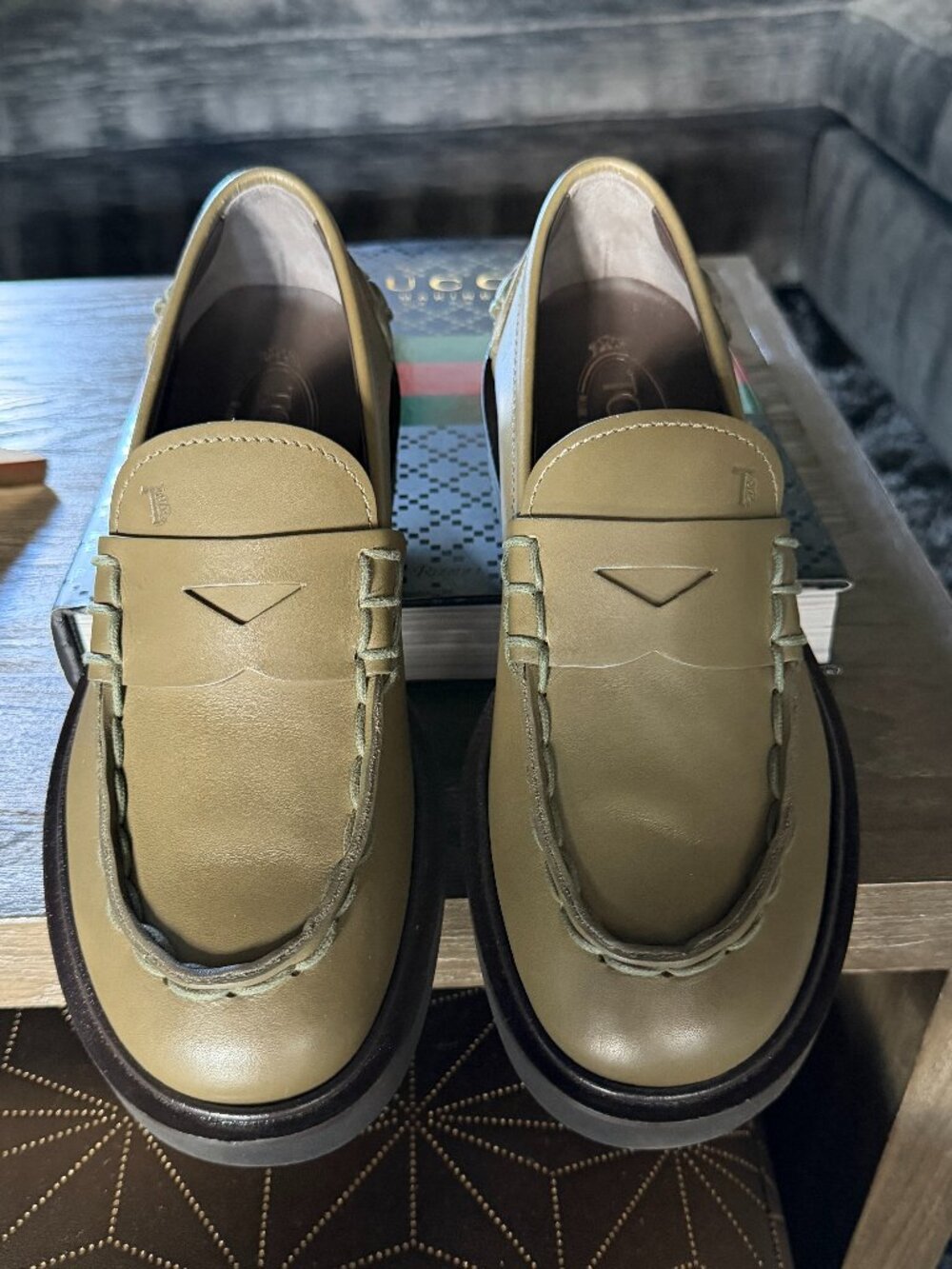 NIB Tod’s Green Leather Dress Loafers Men’s UK 5.5 / US 7 Made in Italy